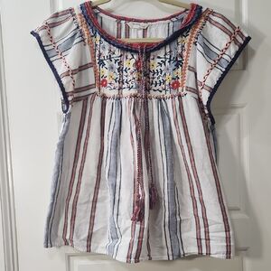Rocks & Indigo Embroidered Boho Top Size M